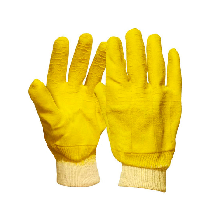 Guante anticorte amarillo puño tejido