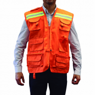 CHALECO GEOLOGO POPLIN ALASKA C/CINTA BATTERY NARANJO